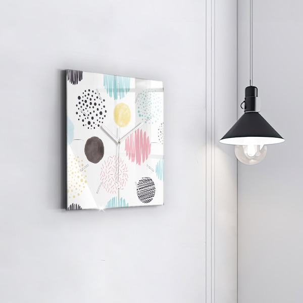 Square glass wall clock Geometric pattern