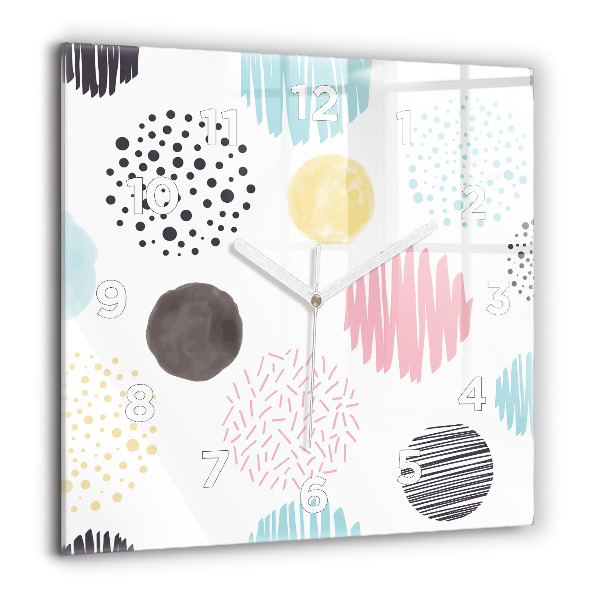 Square glass wall clock Geometric pattern