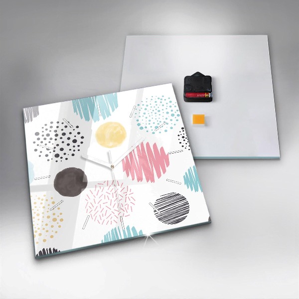 Square glass wall clock Geometric pattern