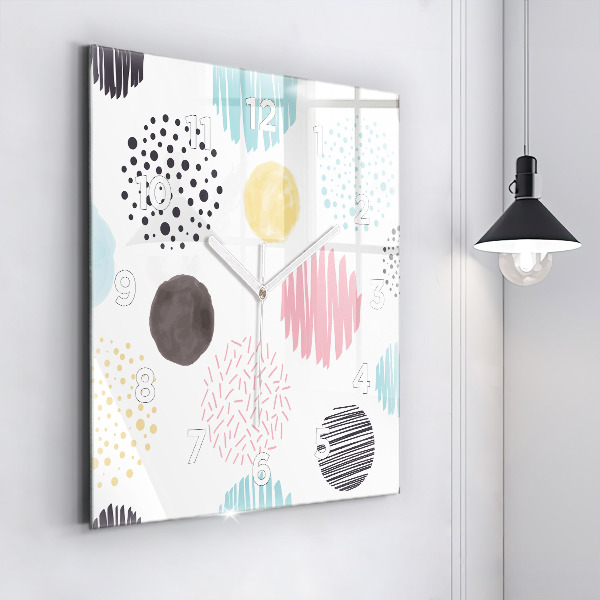 Square glass wall clock Geometric pattern