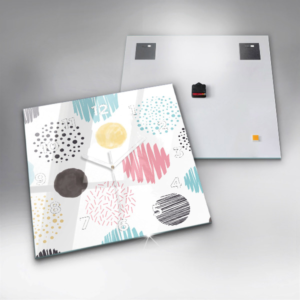 Square glass wall clock Geometric pattern