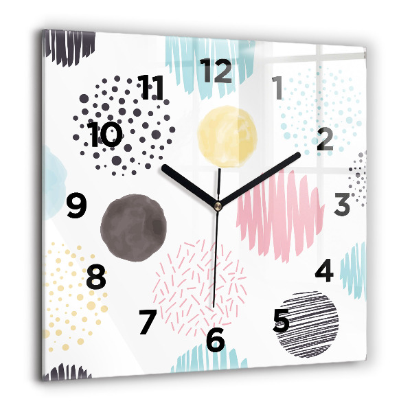 Square glass wall clock Geometric pattern