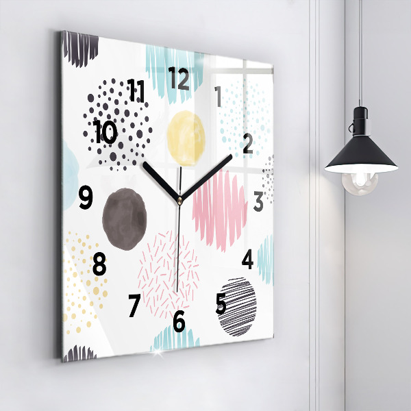 Square glass wall clock Geometric pattern