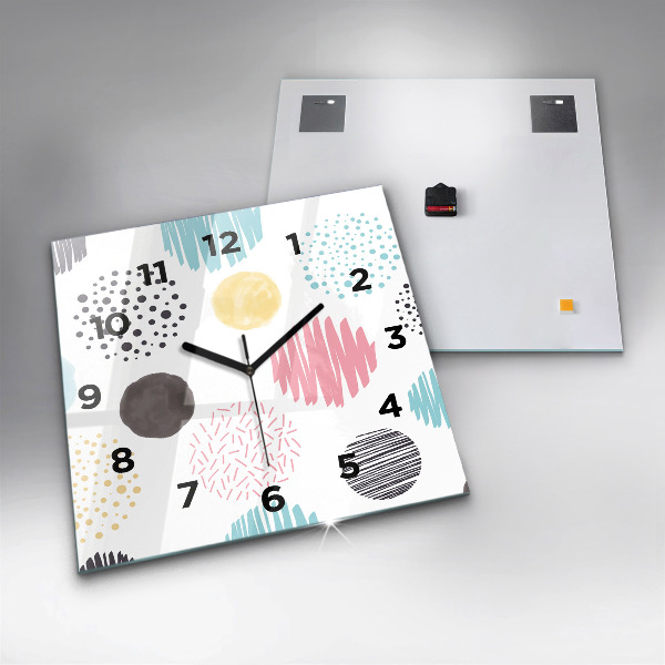Square glass wall clock Geometric pattern