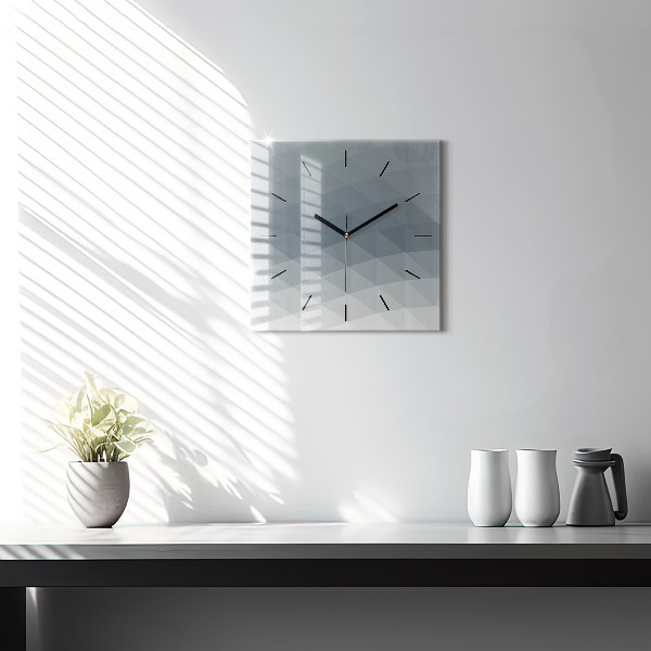 Square glass wall clock Gray abstraction