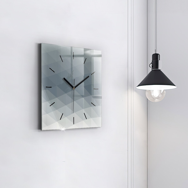 Square glass wall clock Gray abstraction