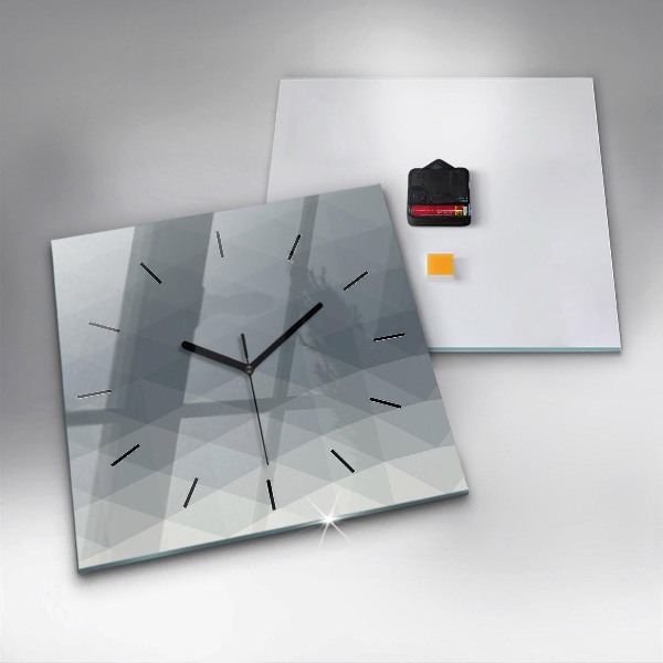 Square glass wall clock Gray abstraction