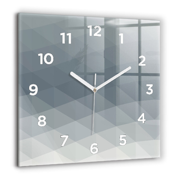 Square glass wall clock Gray abstraction
