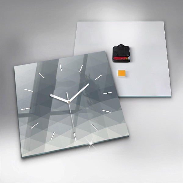 Square glass wall clock Gray abstraction