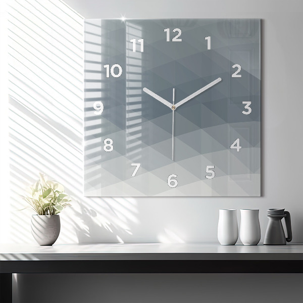 Square glass wall clock Gray abstraction