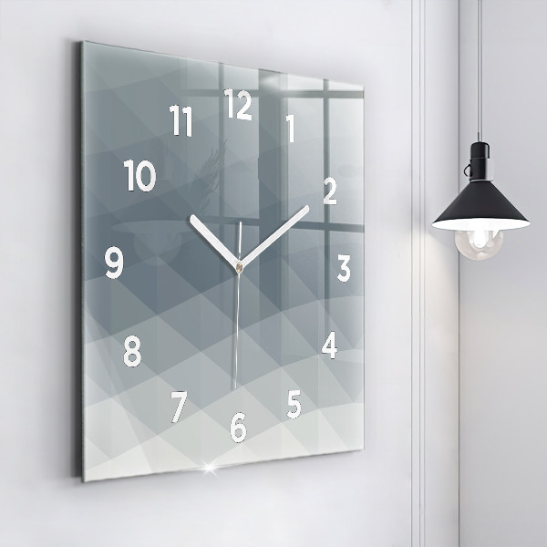 Square glass wall clock Gray abstraction