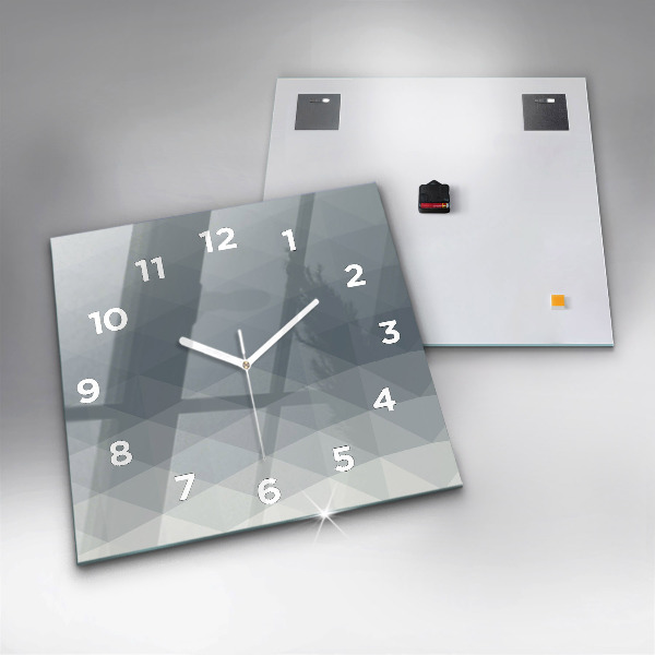 Square glass wall clock Gray abstraction