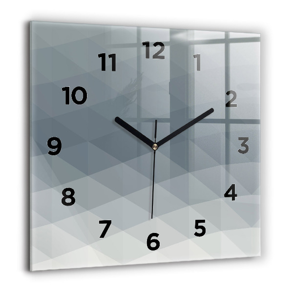 Square glass wall clock Gray abstraction