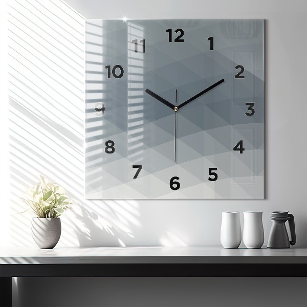 Square glass wall clock Gray abstraction
