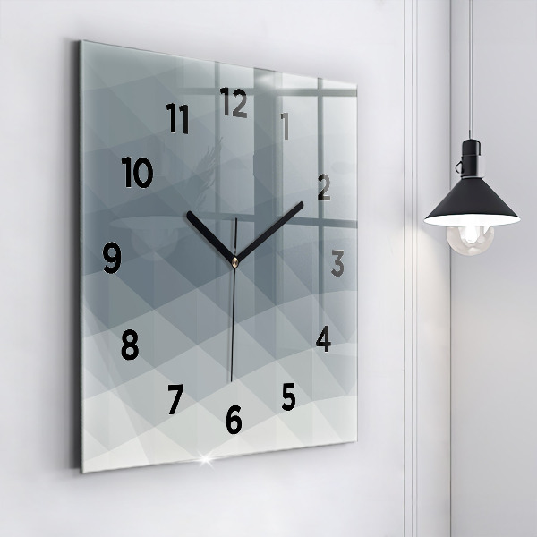 Square glass wall clock Gray abstraction