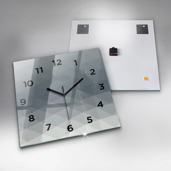 Square glass wall clock Gray abstraction