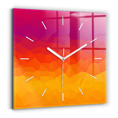 Square glass wall clock Colorful abstraction
