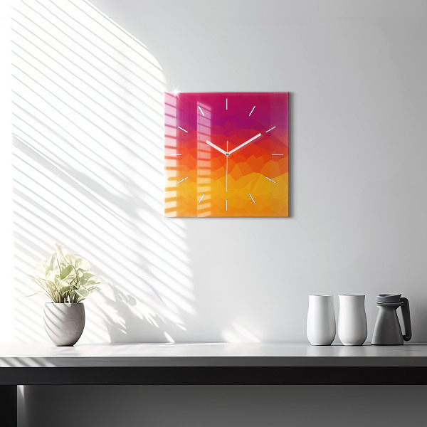 Square glass wall clock Colorful abstraction