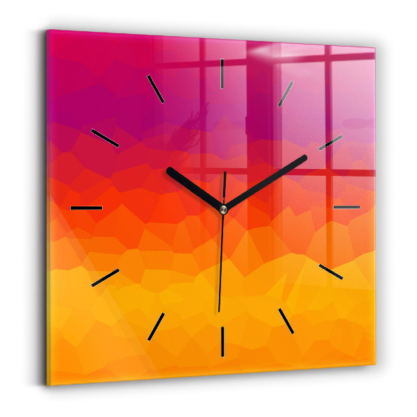 Square glass wall clock Colorful abstraction