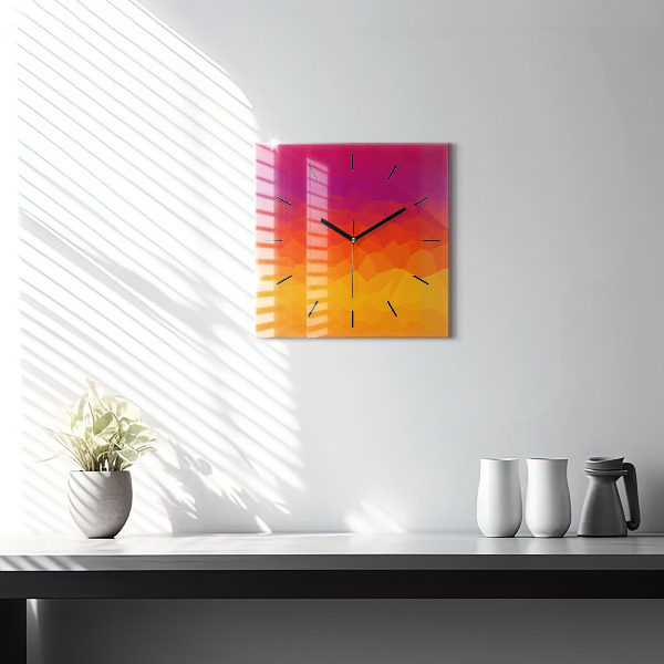 Square glass wall clock Colorful abstraction