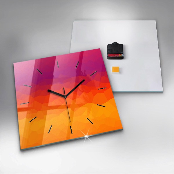 Square glass wall clock Colorful abstraction