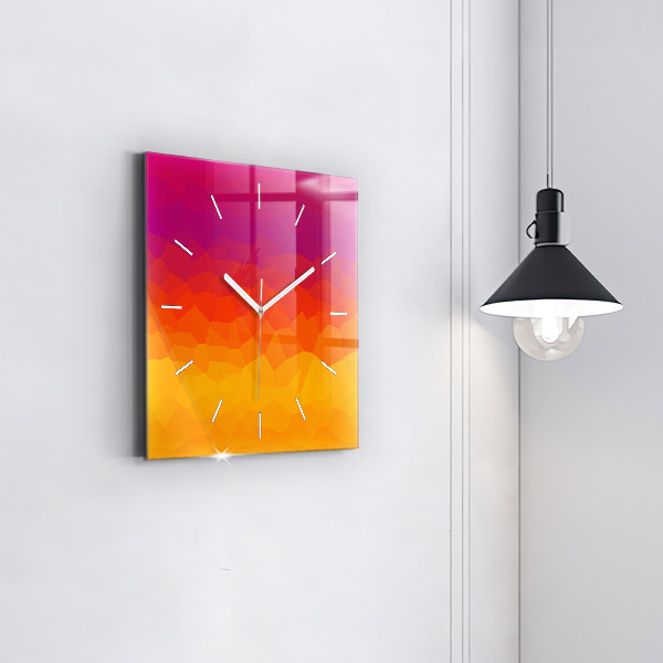 Square glass wall clock Colorful abstraction