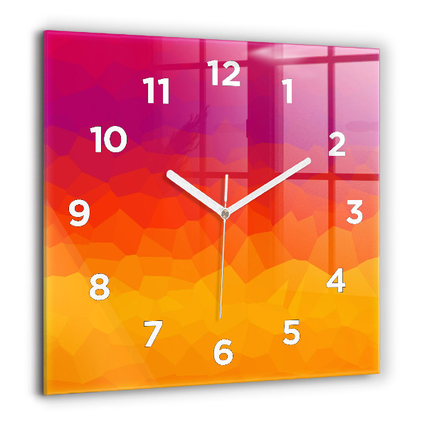 Square glass wall clock Colorful abstraction