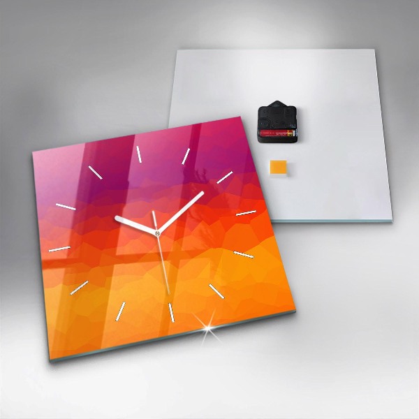 Square glass wall clock Colorful abstraction