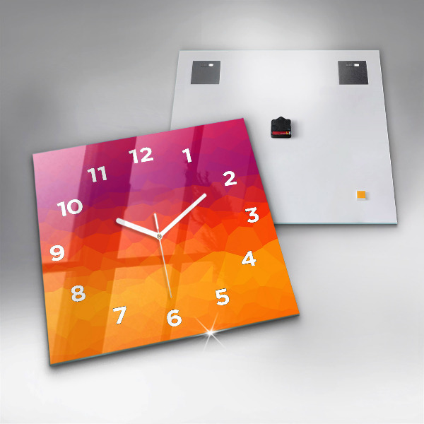 Square glass wall clock Colorful abstraction