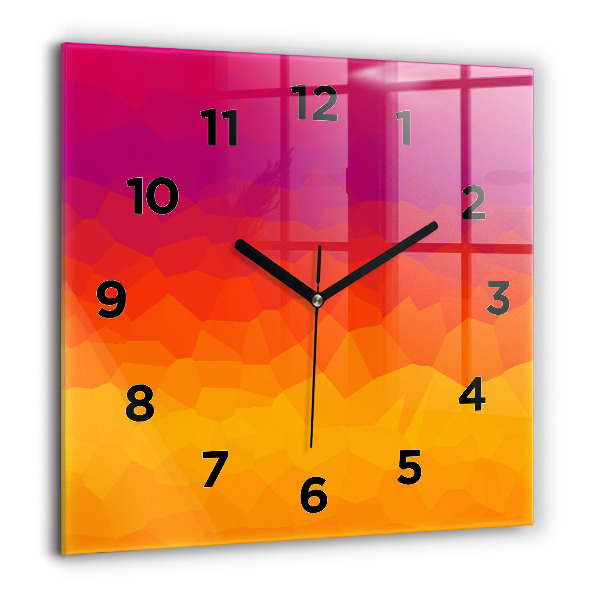 Square glass wall clock Colorful abstraction