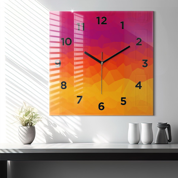 Square glass wall clock Colorful abstraction