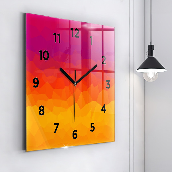 Square glass wall clock Colorful abstraction