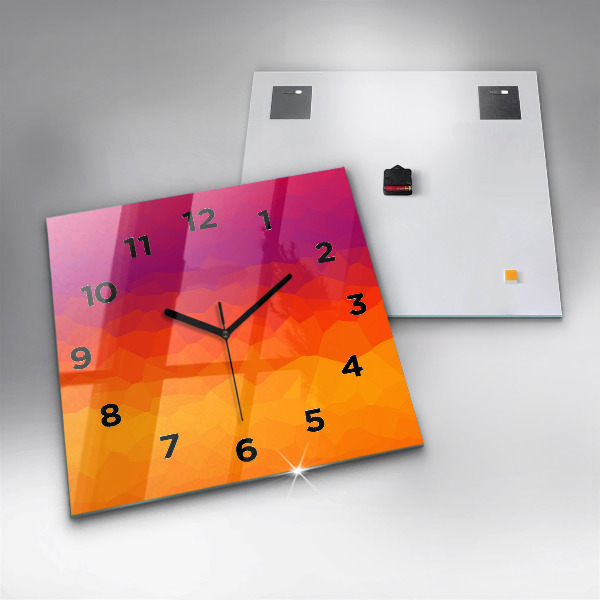 Square glass wall clock Colorful abstraction
