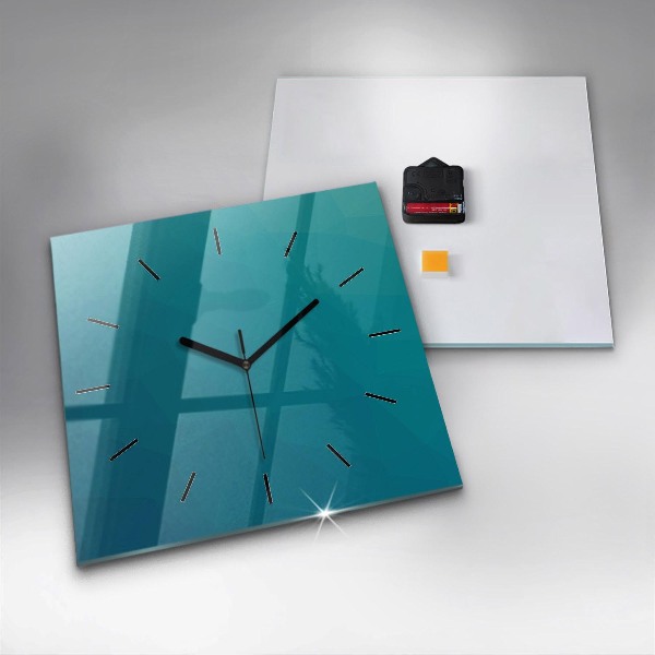 Square glass wall clock Sea abstraction