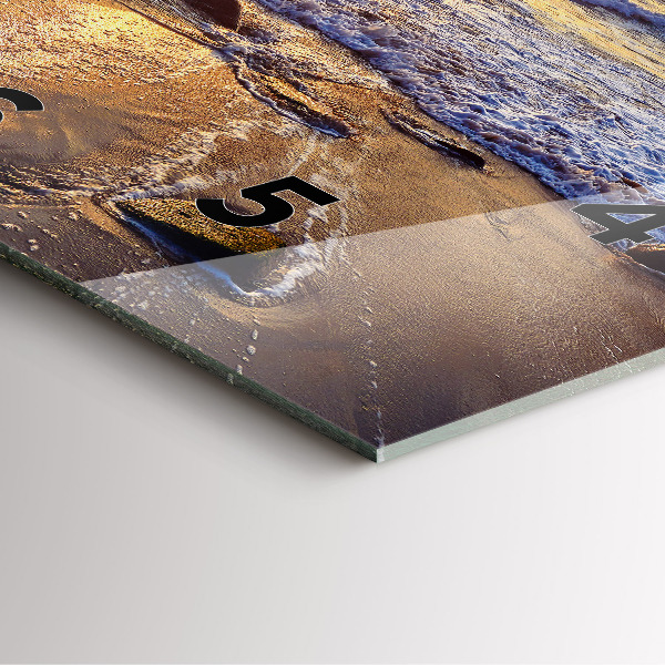 Square glass wall clock Sunset on the beach
