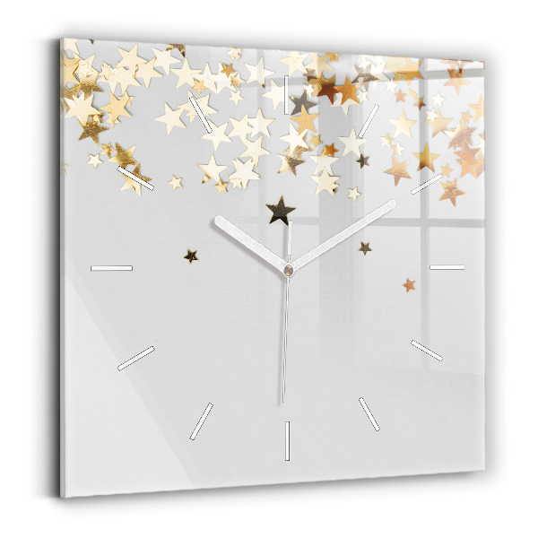 Square glass wall clock Stars on a light background