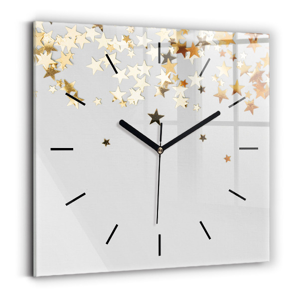 Square glass wall clock Stars on a light background