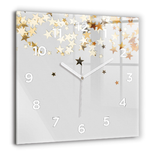 Square glass wall clock Stars on a light background