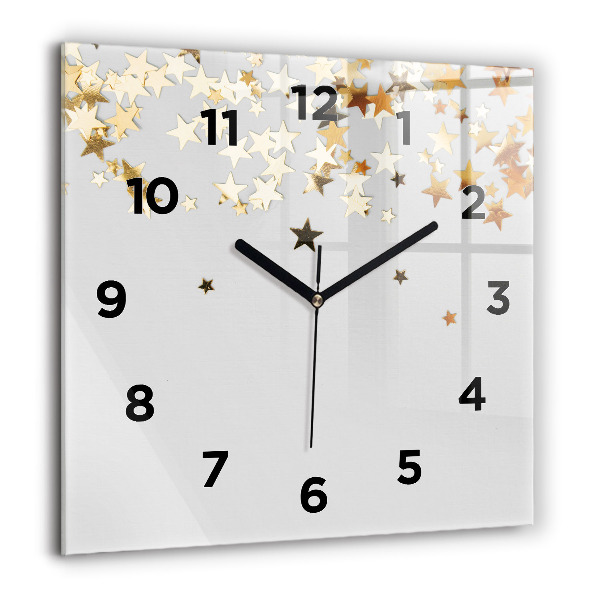 Square glass wall clock Stars on a light background