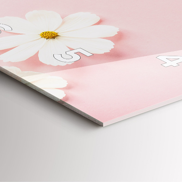 Square glass wall clock Daisy flowers