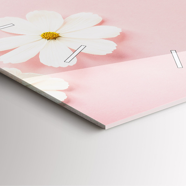 Square glass wall clock Daisy flowers
