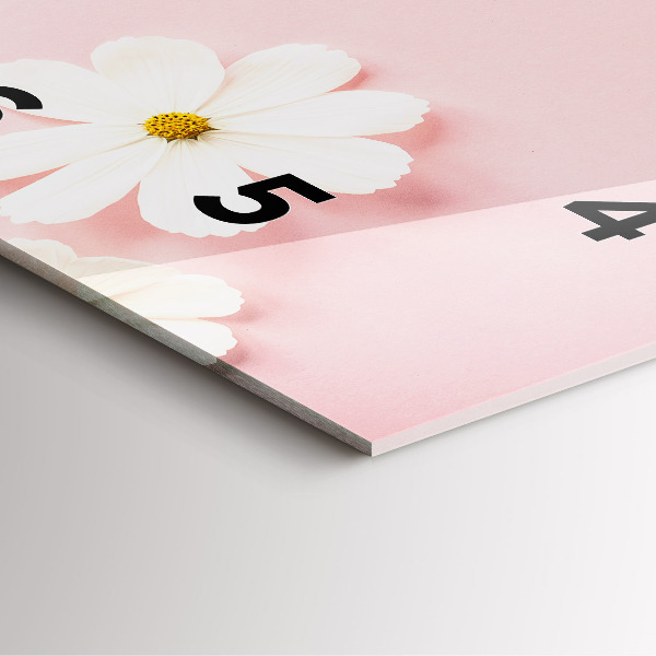 Square glass wall clock Daisy flowers