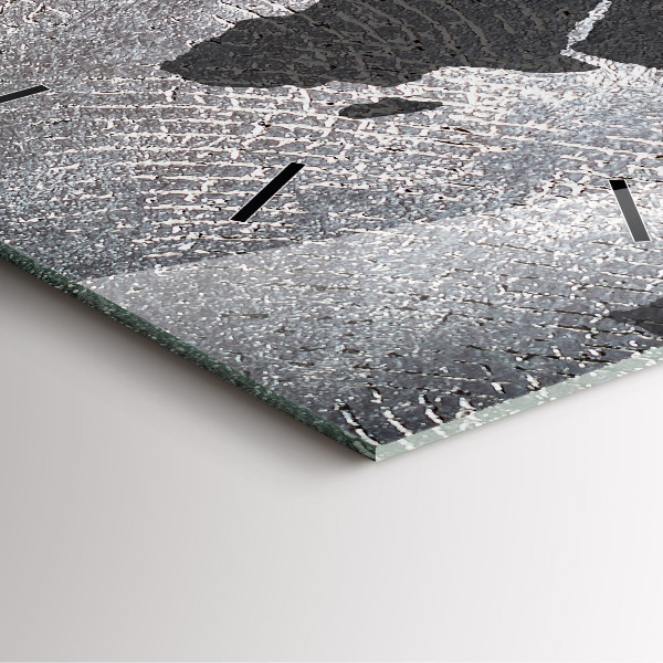 Square glass wall clock World map concrete