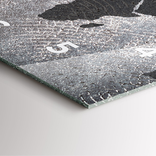 Square glass wall clock World map concrete