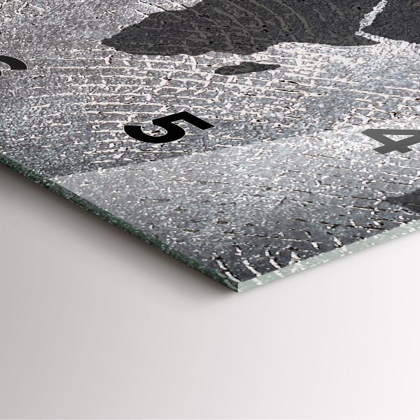 Square glass wall clock World map concrete