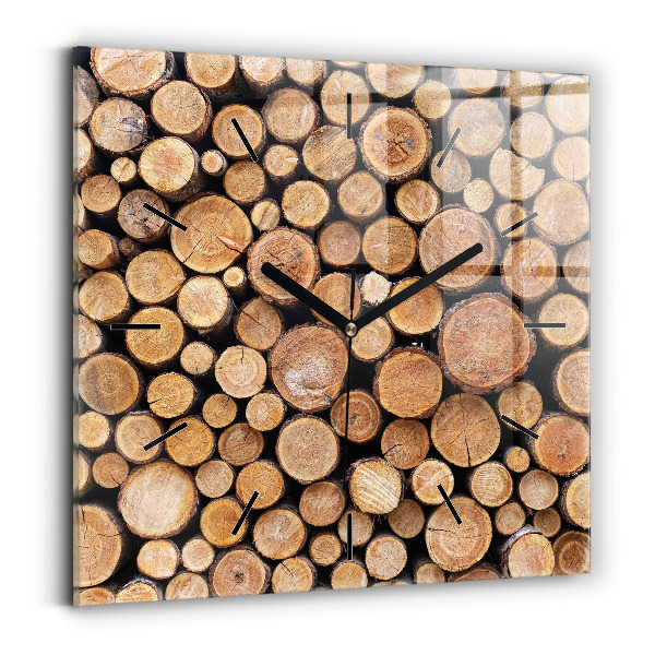 Square glass wall clock Tree rings