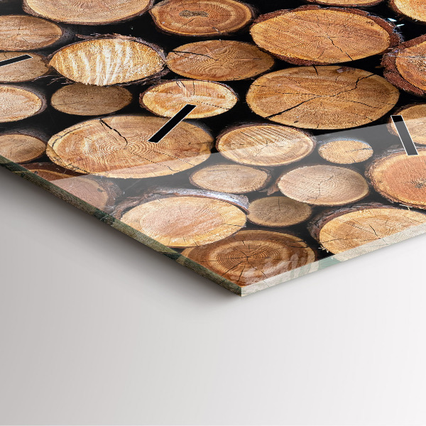 Square glass wall clock Tree rings