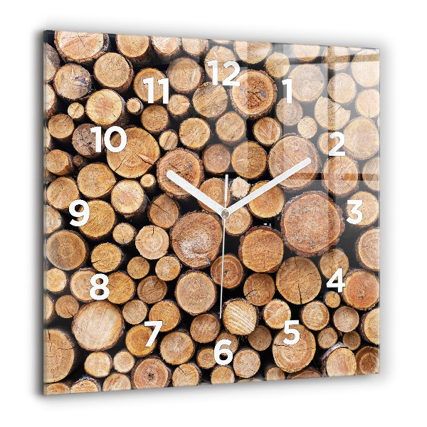 Square glass wall clock Tree rings