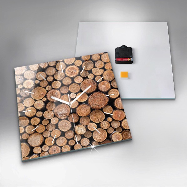 Square glass wall clock Tree rings