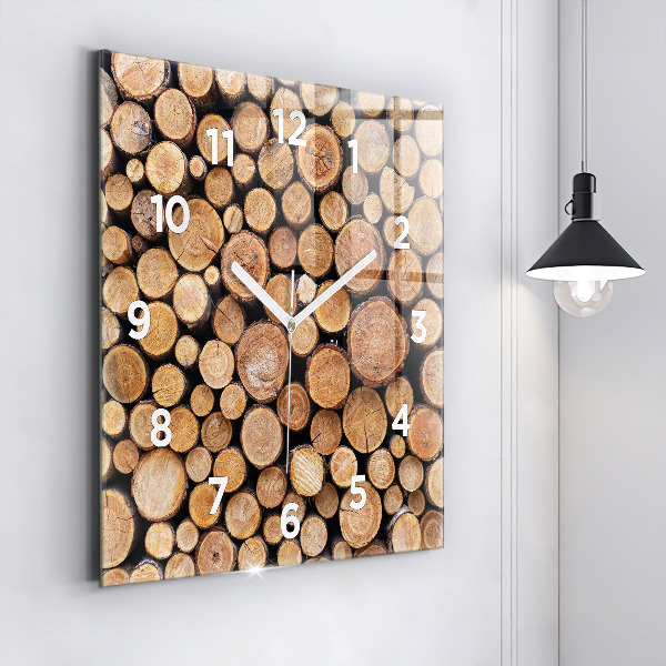 Square glass wall clock Tree rings